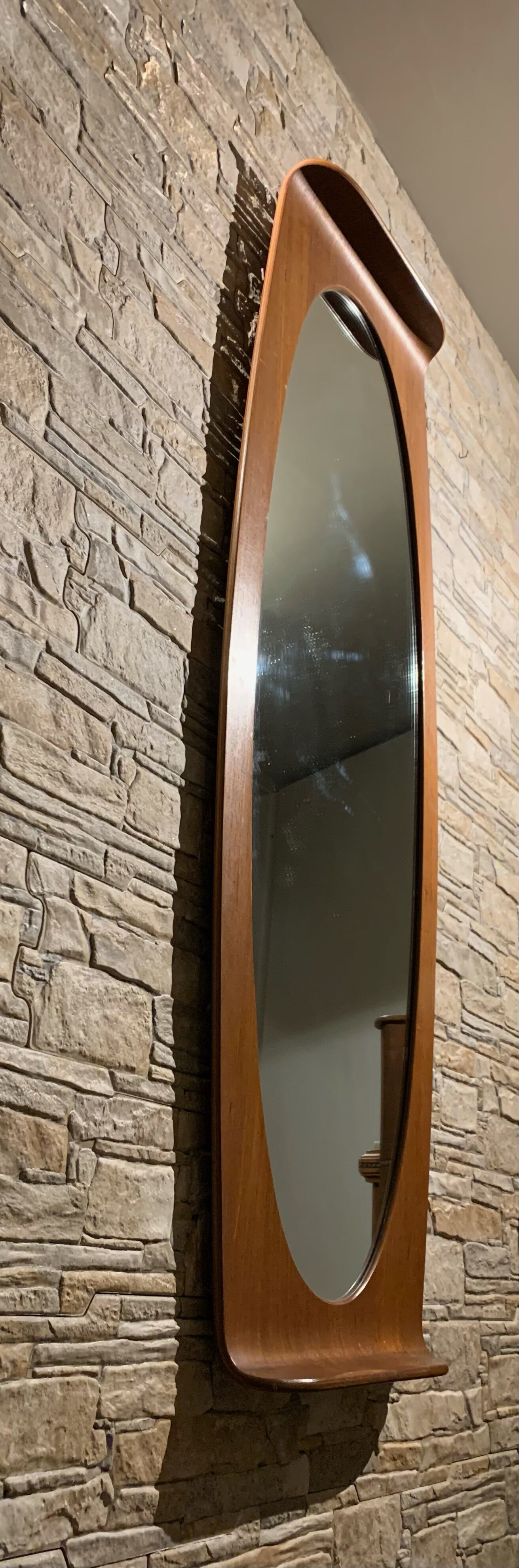 Campo & Graffi - teak vintage wall mirror - 60s mid century modern wood mirror made in italy