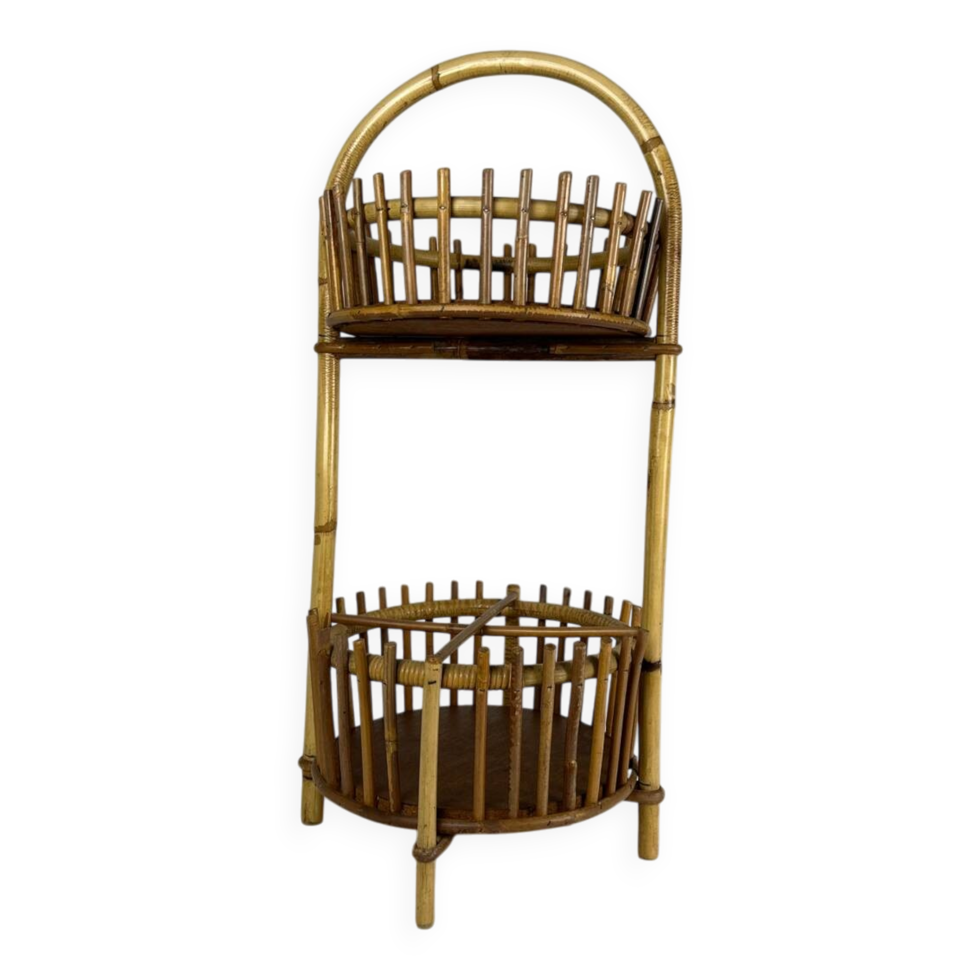 Art Deco style rattan work basket serving cart