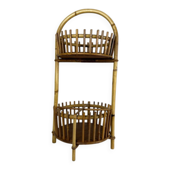 Art Deco style rattan work basket serving cart