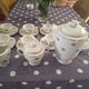 Vintage porcelain coffee service – Rose and gold decoration – 17 pieces