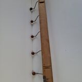 Czechoslovak Midcentury Wooden and Metal Wall Coat Rack, 1960s