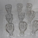 Baccarat 9 flutes a champagne en cristal XIXeme modele d'harcourt
