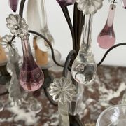 pair of chandeliers, lamp, silver-plated metal, crystal, tassels, florets, pendant, rosettes