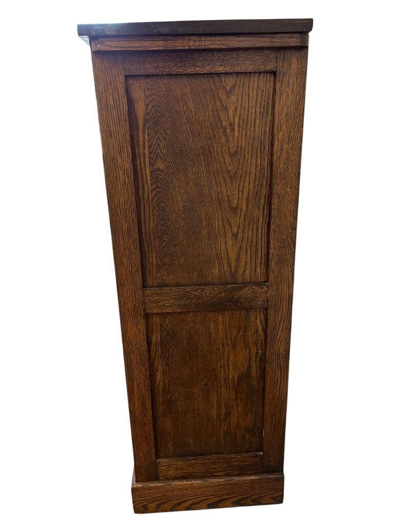 Vintage wooden filing cabinet with roller shutter