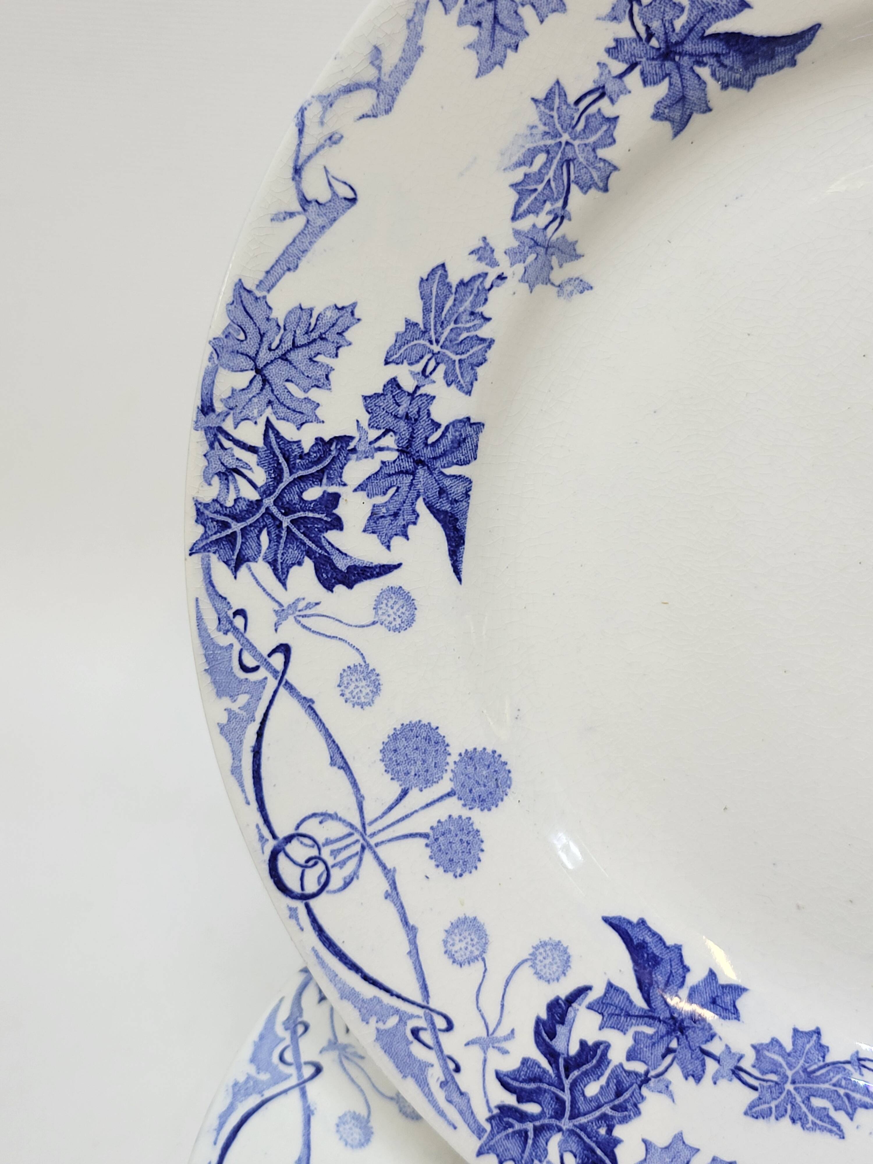 6 Small Flat Plates KG Lunéville Model Lautrec Art Nouveau Decor