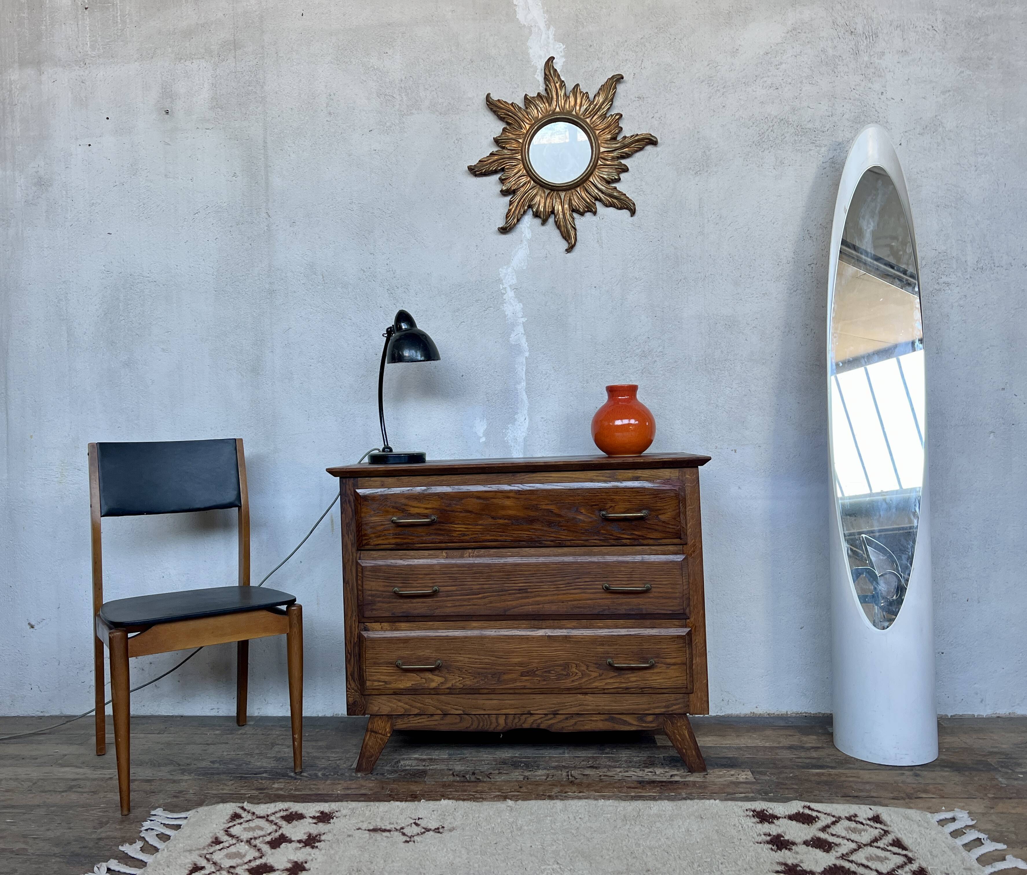 Vintage Scandinavian oak chest of drawers 1960