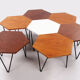 Gio Ponti Set of 7 hexagonal coffee table by ISA Bergamo, 1950 Italy.