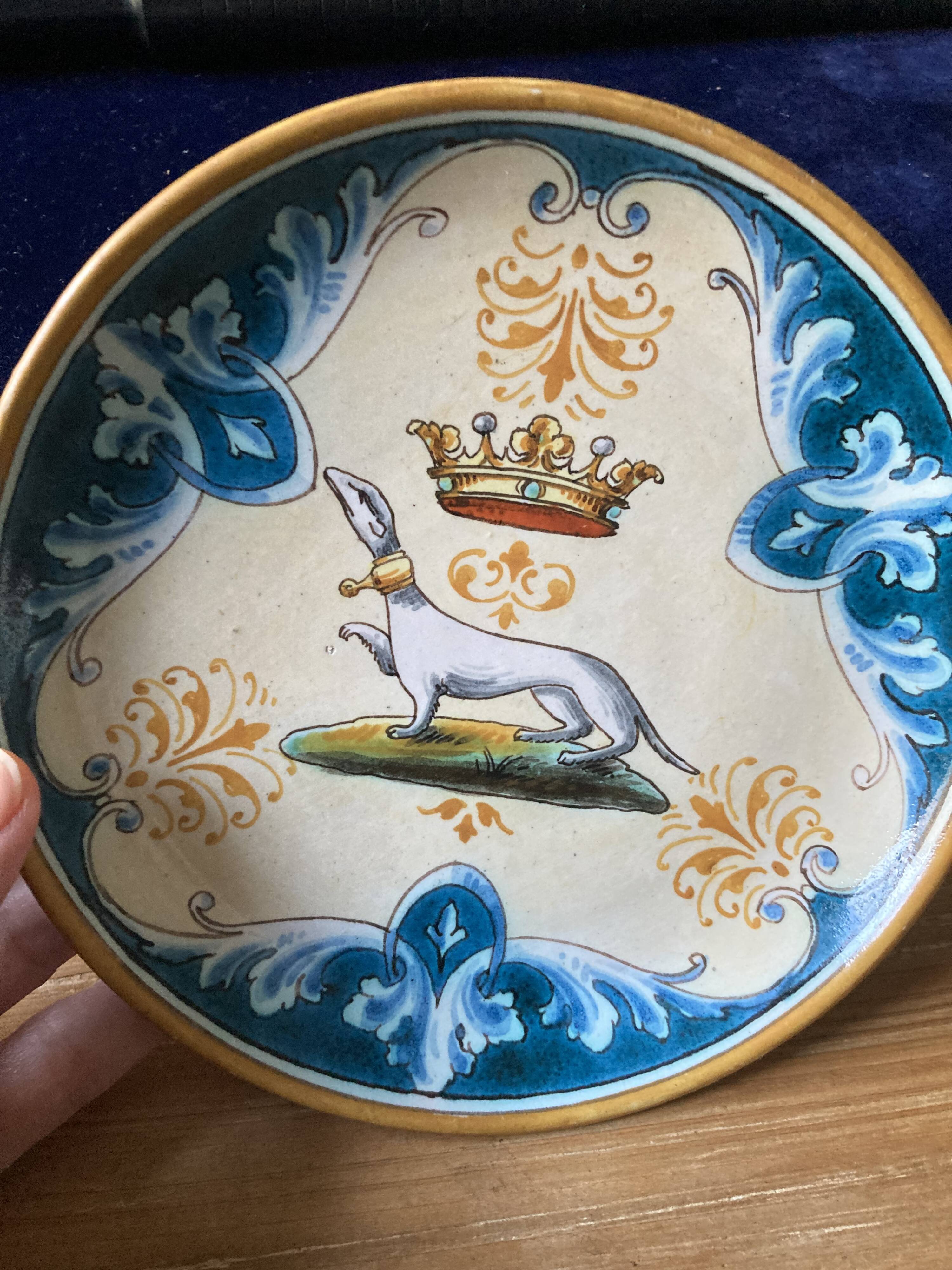 Small antique plate from Blois – ermine decoration – Émile Balon