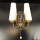 Vintage wall lamp 2 branches in white and brass glass