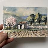Small watercolor signed René Anglés