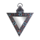 Triangular mirror in silver metal and pearls, 80s