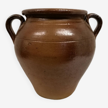 Ancien Pot en Grès Vernissé, Pot À Oreilles