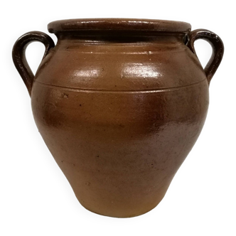 Ancien Pot en Grès Vernissé, Pot À Oreilles