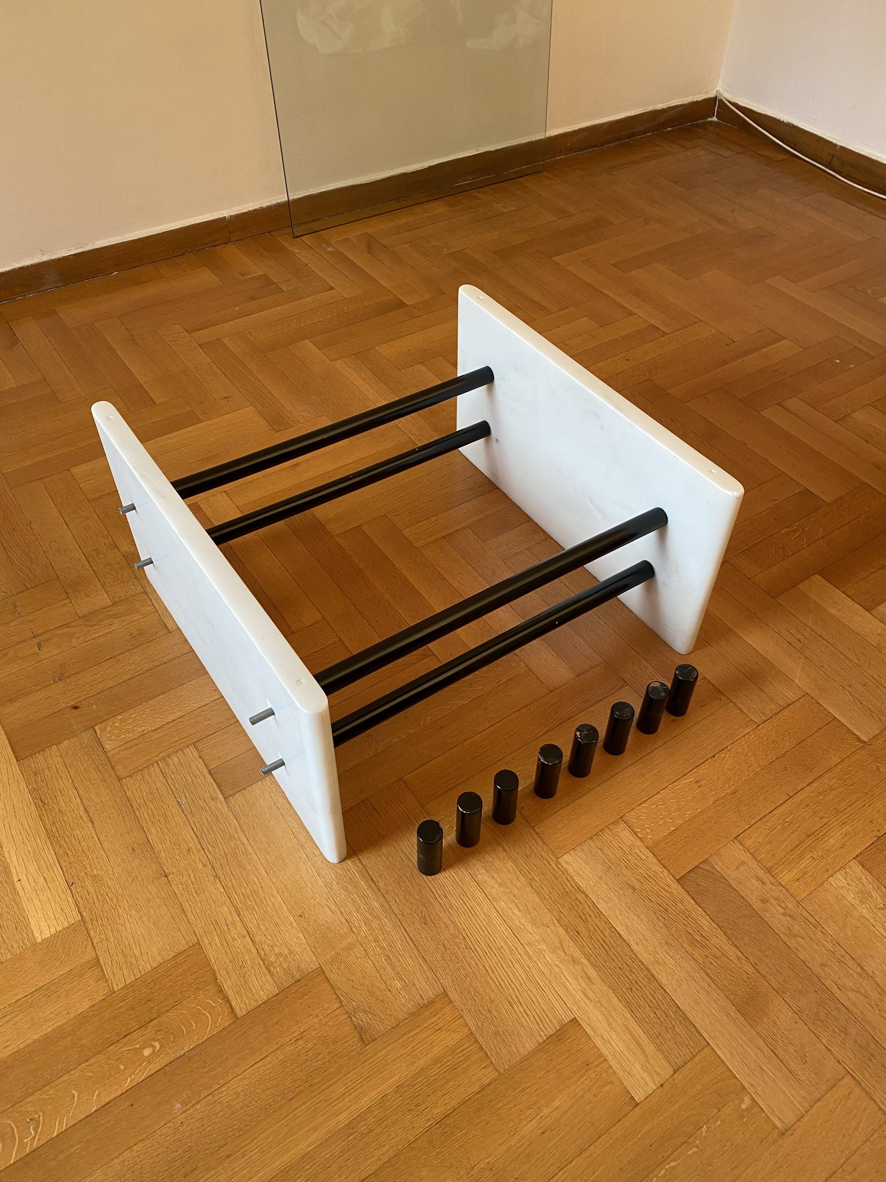 1980s White Marble Rectangular Coffee Table Postmodern Glass