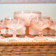 Pink Dessert Service Old Pink Glass Ice cream cups Pink Dish Cup