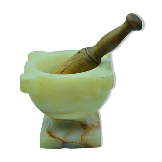 Marble mortar and wooden pestle
