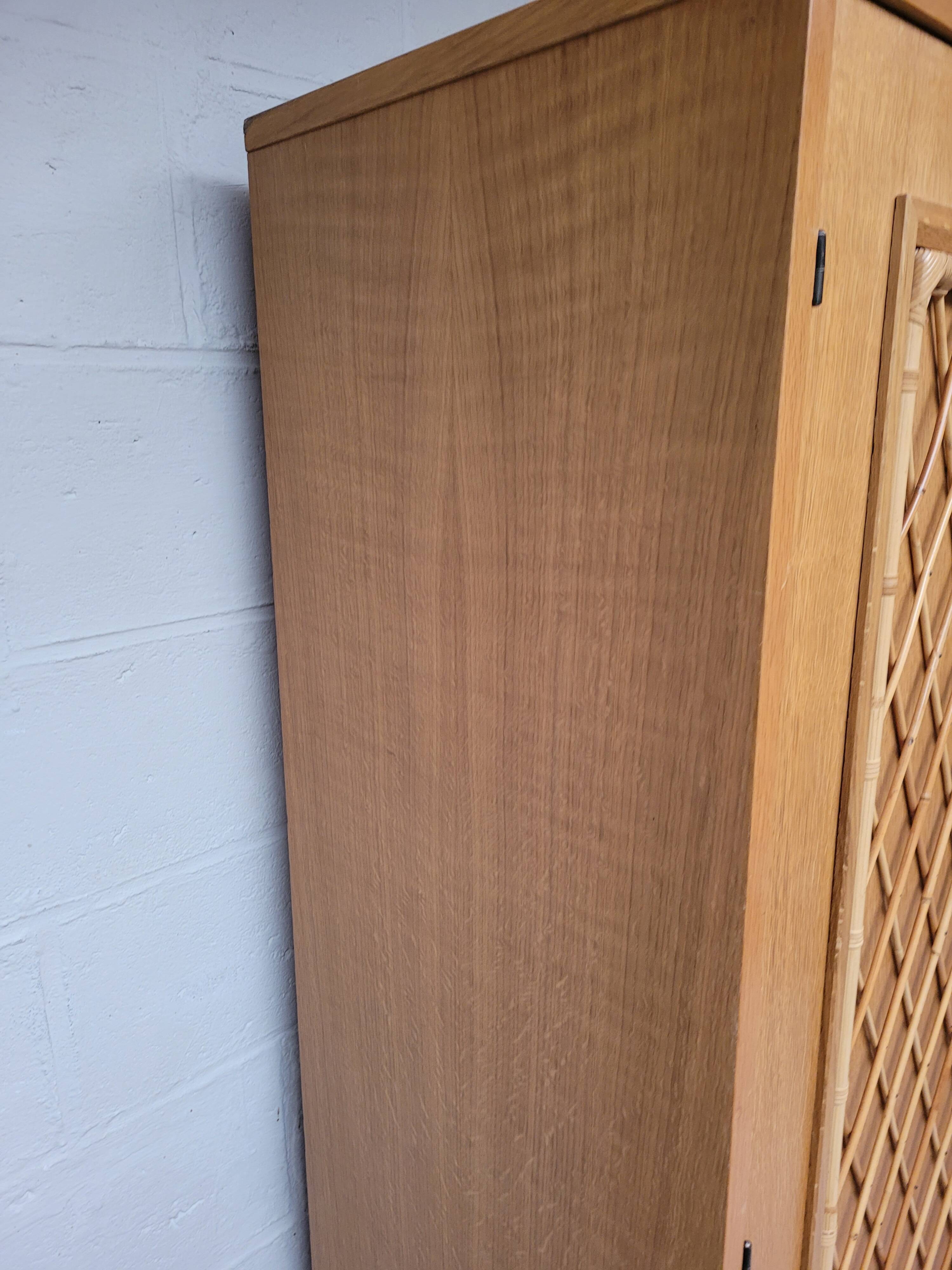 Wooden and rattan chest of drawers, 1960s