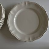 Set of 7 Sarreguemines Ivory plates with gadroons 1960