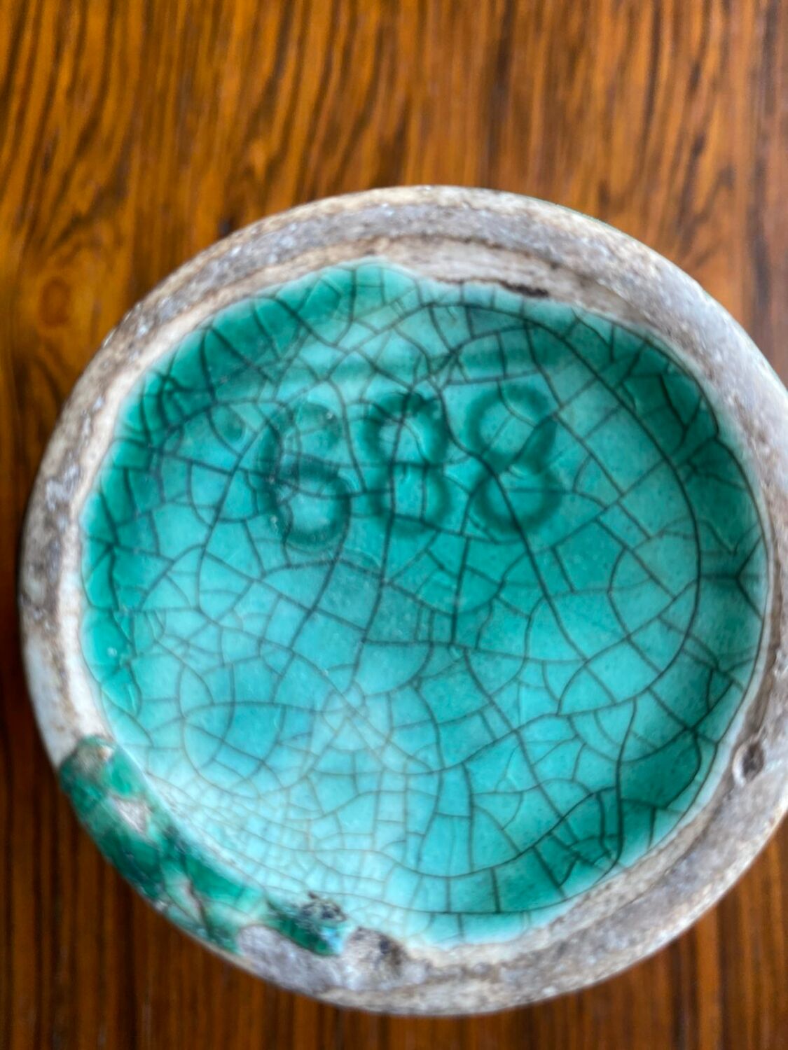 Magnificent blue-green ceramic pitcher 1950