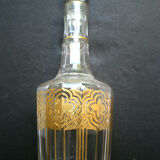 Carafe à alcool, flacon cristal Baccarat Saint-Louis, arabesques facettes or fin