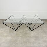 Pyramidal steel wire and glass coffee table