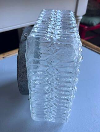 Square vintage moulded glass ceiling light fixture.
