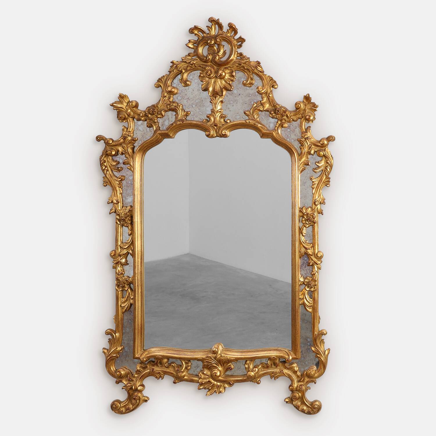 20th century large gilded baroque style mirror by Deknudt, Belgium