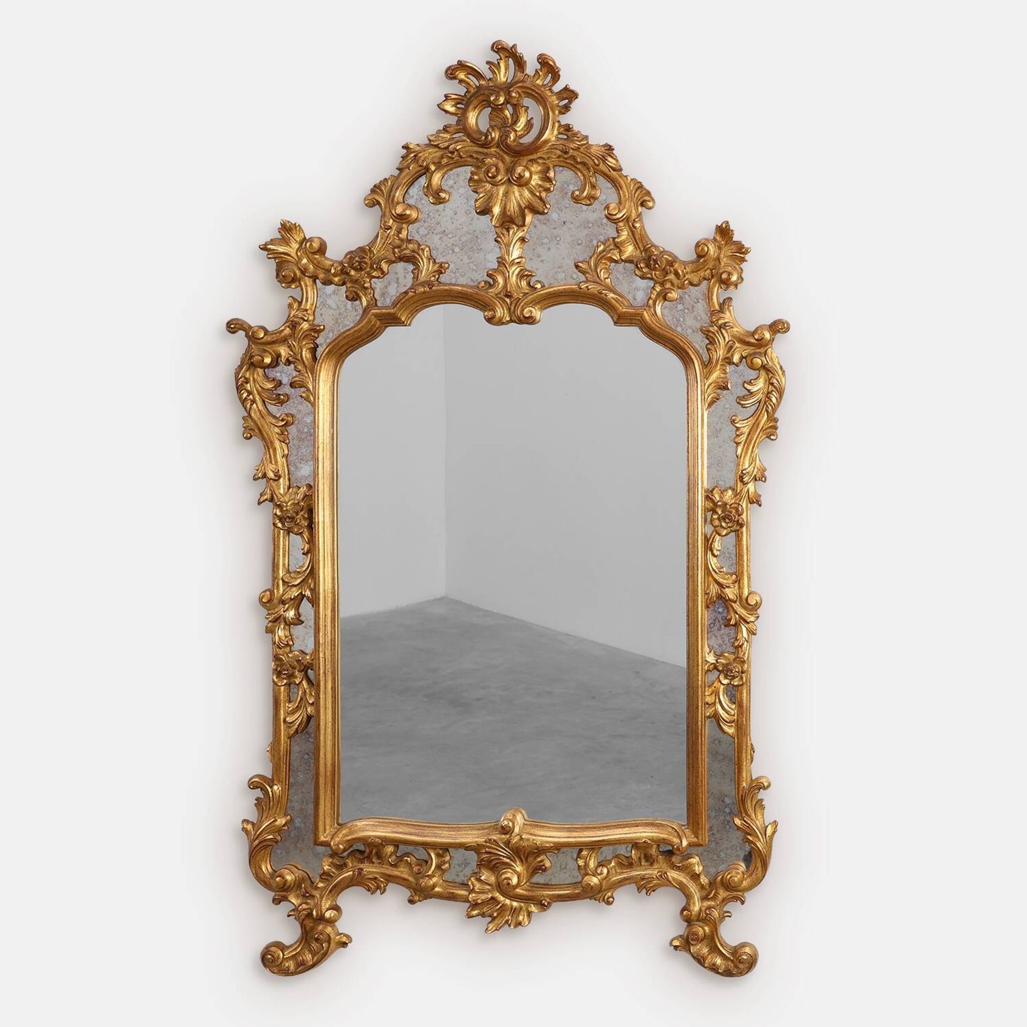 20th century large gilded baroque style mirror by Deknudt, Belgium