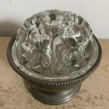 Old glass flower stick on pewter foot
