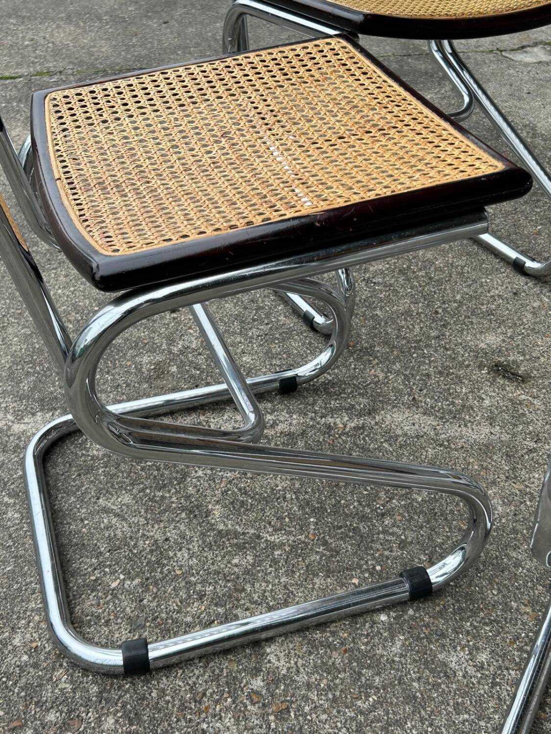 Set of Four Vintage Italian Tubular Chairs Bauhaus Style Marcel Breuer Circa 1970