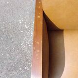 Leatherette and wood armchair moustache model