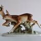 Vintage Porcelain Sculpture Roe Deer and Doe, by Royal Dux, 1960's.