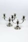 Pair of candlesticks | antique two-armed candelabra in silver-plated metal