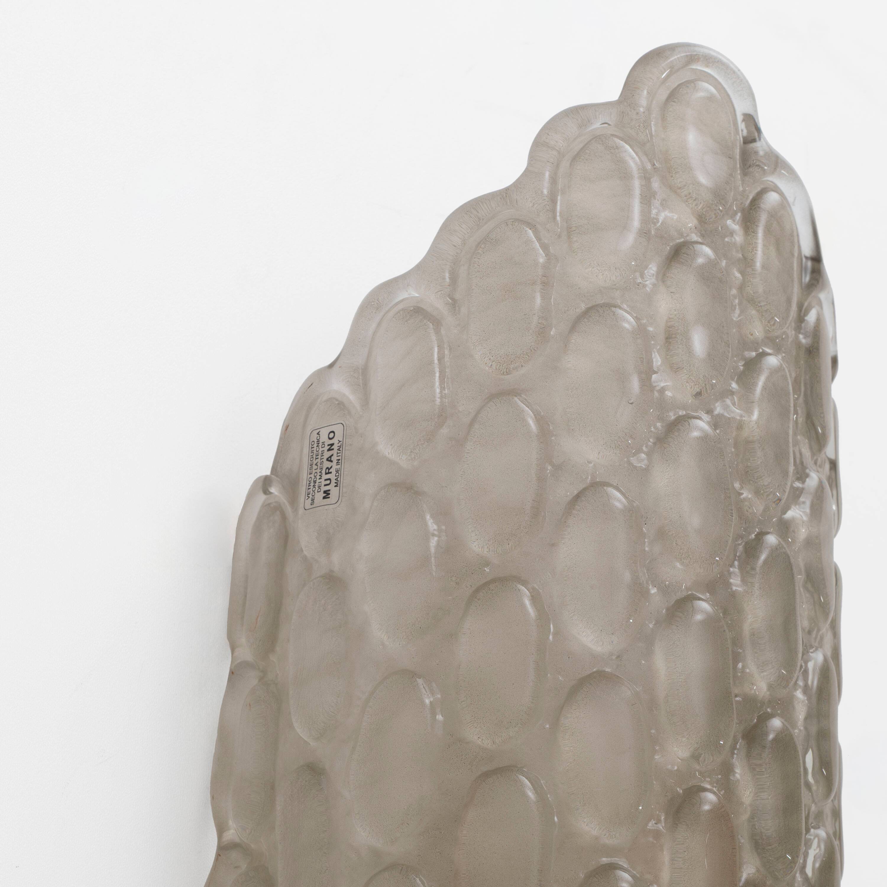 Pair of Smoked Murano Glass Wall Sconces with Textured Relief