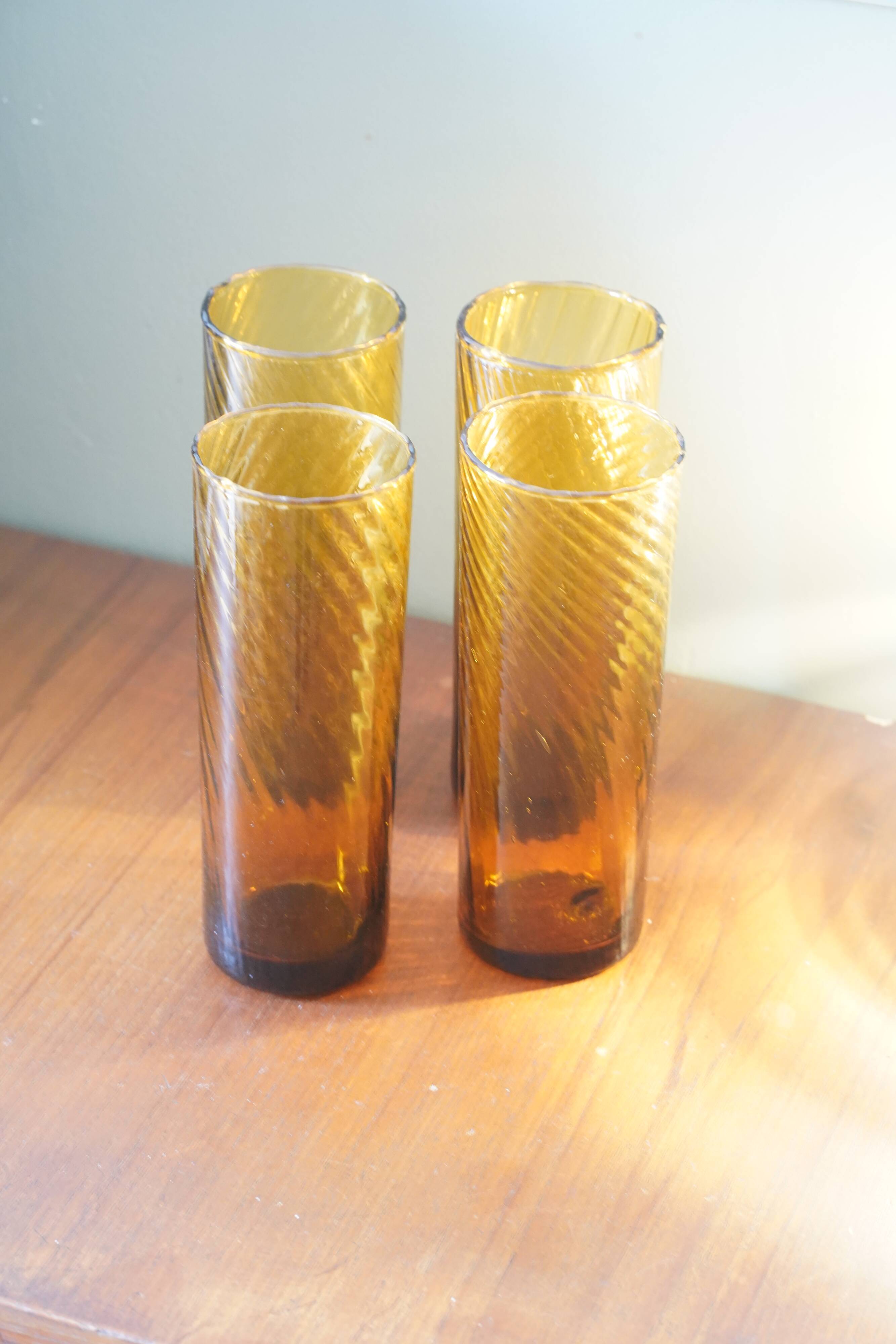 Vintage amber tube glasses