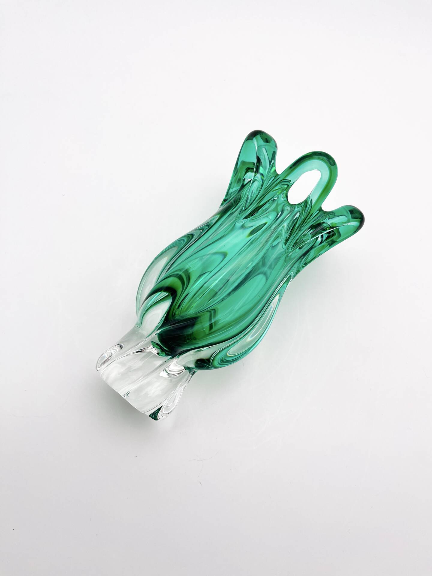 Vase Josef Hospodka Chřibská Cristal de Bohême Emerald Green 18 cm c60