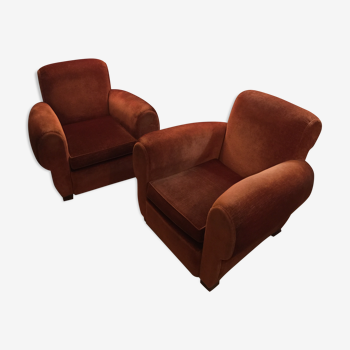 Paire de fauteuils club en velour