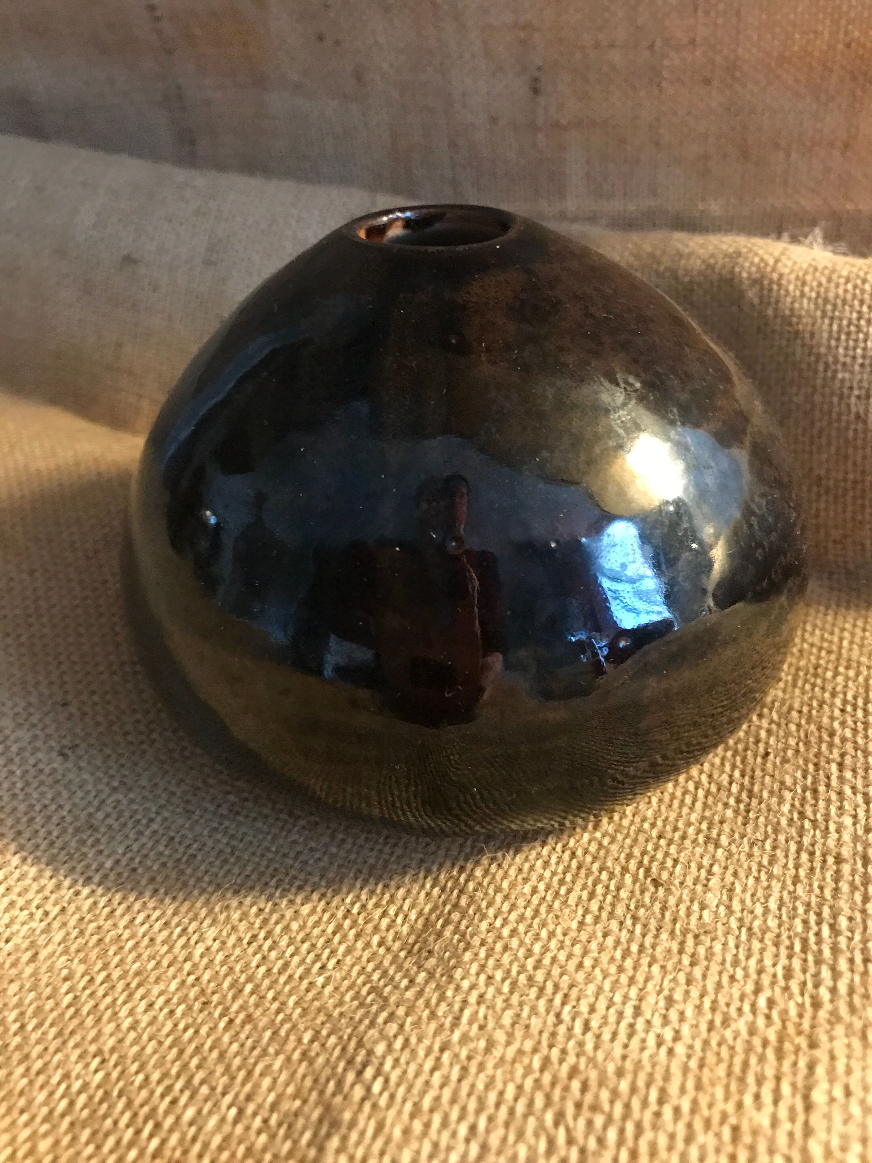 Small vase soliflore ball in enamelled earthenware sandstone