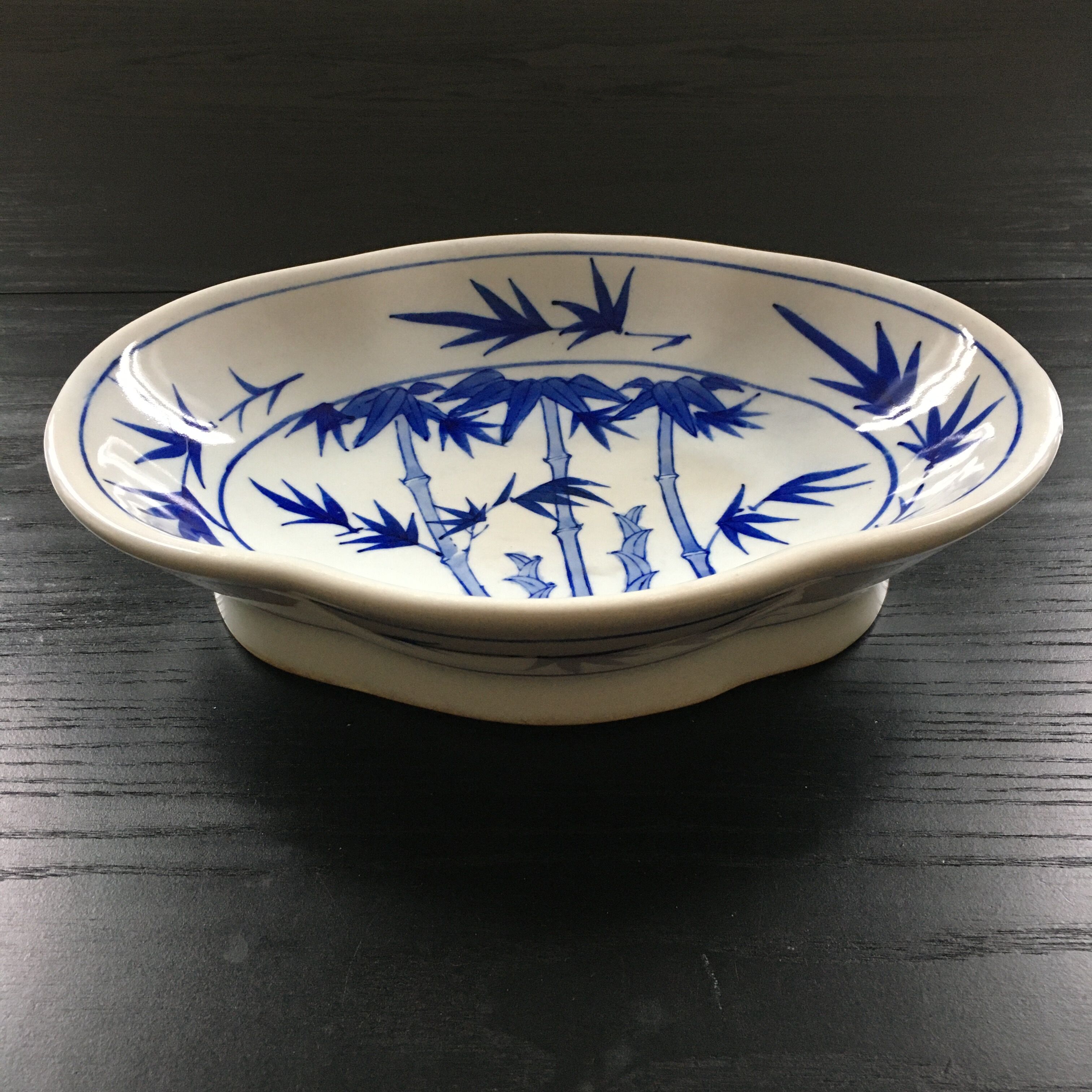 Coupe chinoise décor bambous bleus