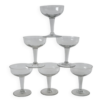 lot de 6 grandes coupes à champagne en cristal facetté 1930 11 X 9 cm