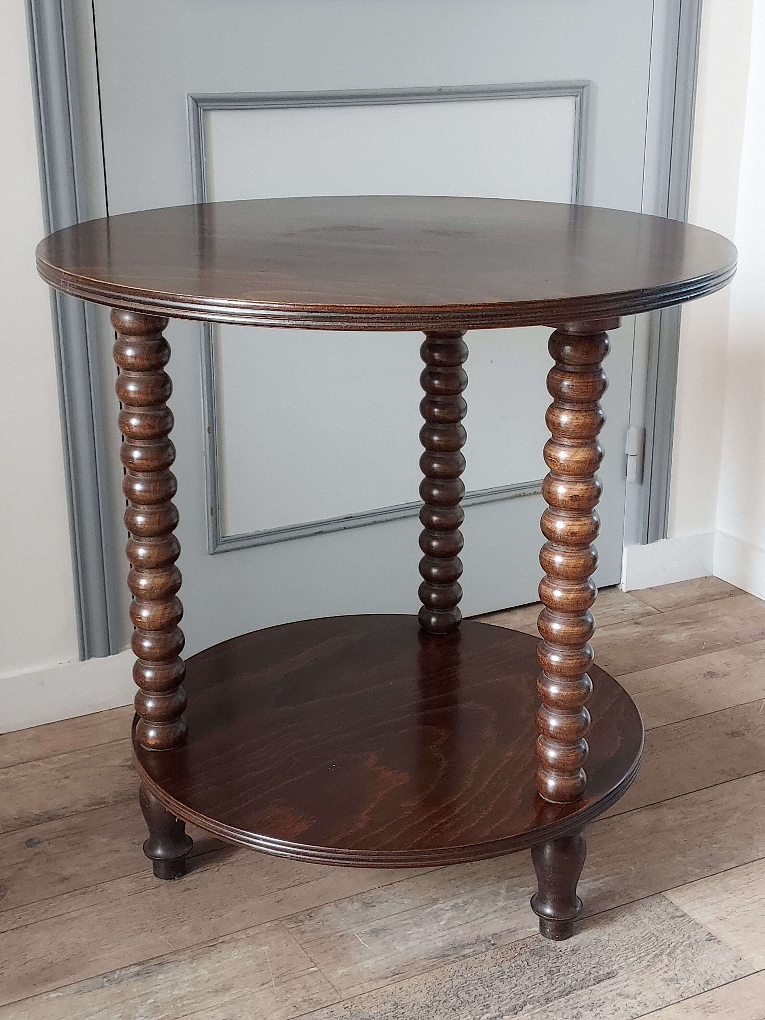 Turned wooden side table