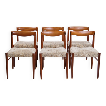 Set of six dining chairs - teak & light upholstery - Henry W. Klein - Bramin - 1960s