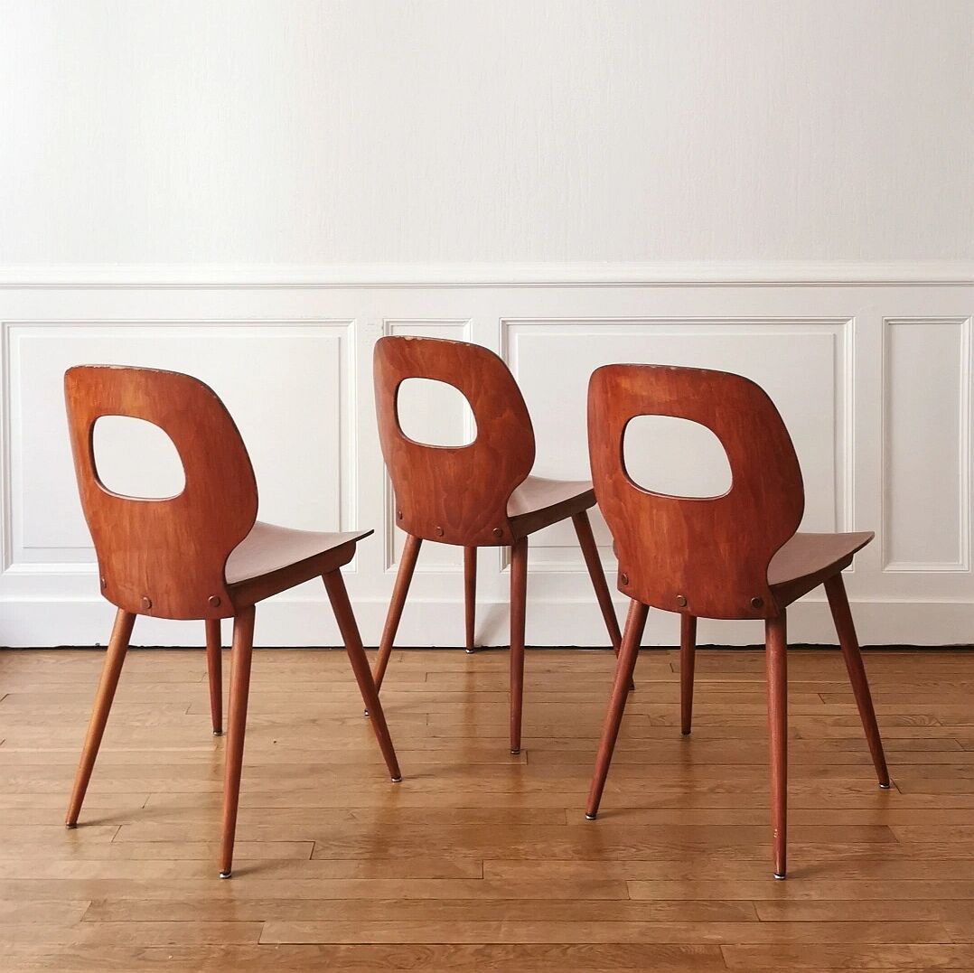 Set of 3 bistro chairs, Baumann, 1960