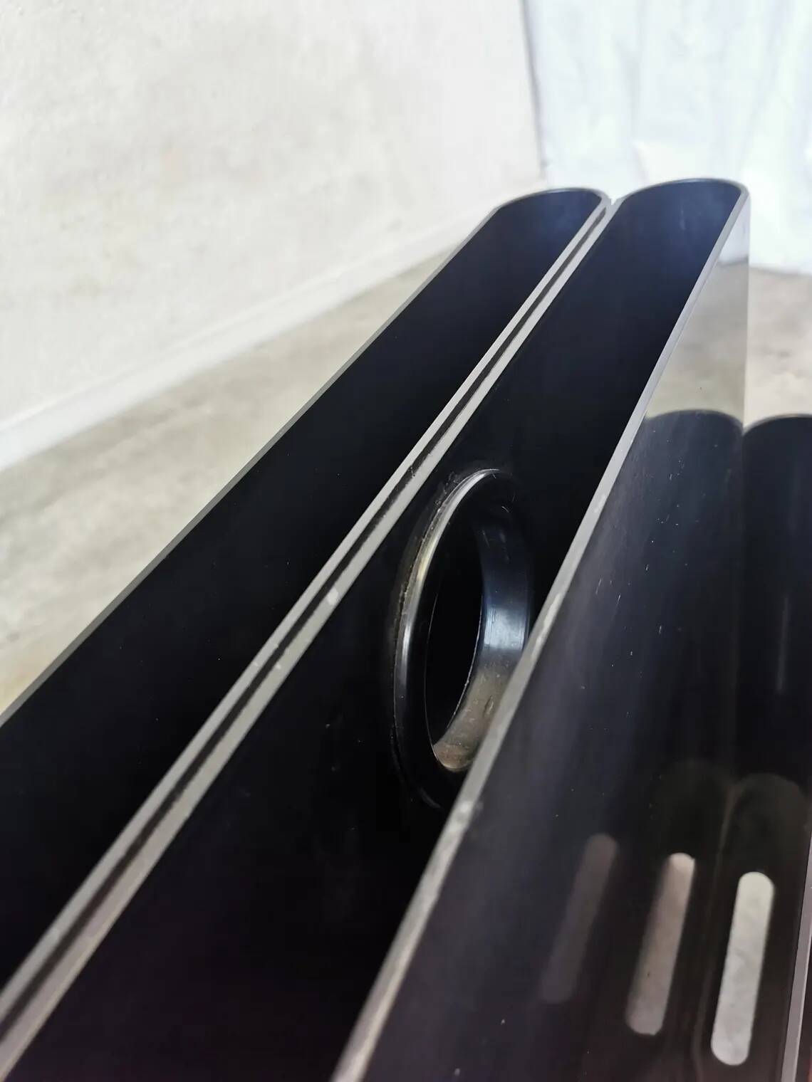 Giotto Stoppino for Kartell Black ABS Plastic Magazine Rack - 1970s Italy