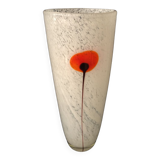 SPECKLED WHITE VASE DECORATED WITH A VINTAGE POPPY