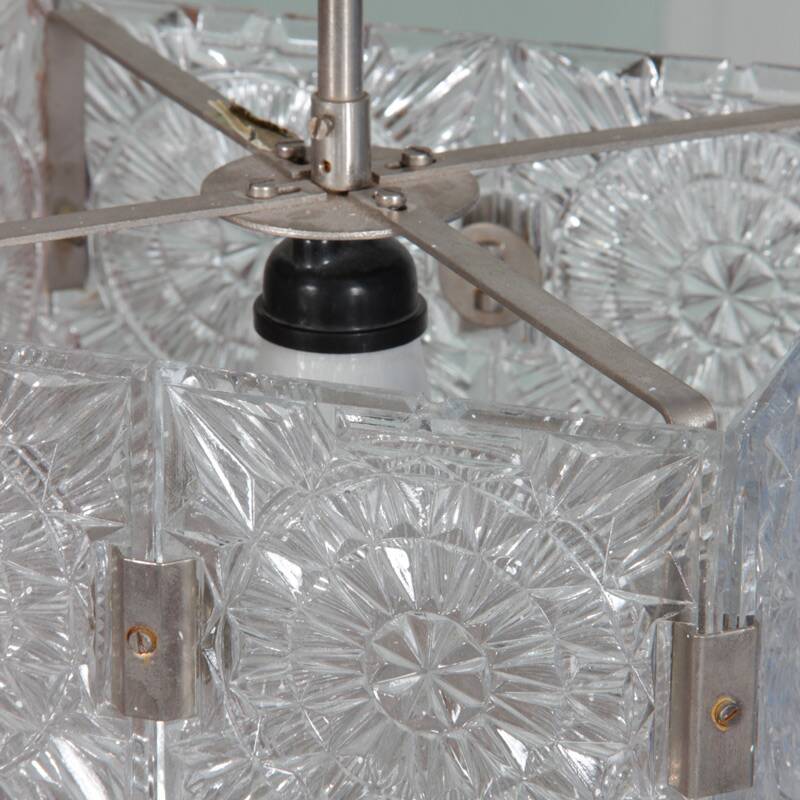 Glass pendant lamp by Kamenicky Senov, 1970