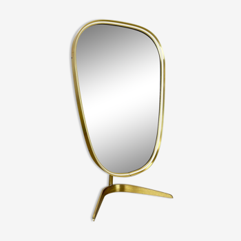 Original Modern Brass Table Mirror Vereinigte Werkstätten Munich, Germany 1950s