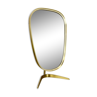 Original Modern Brass Table Mirror Vereinigte Werkstätten Munich, Germany 1950s