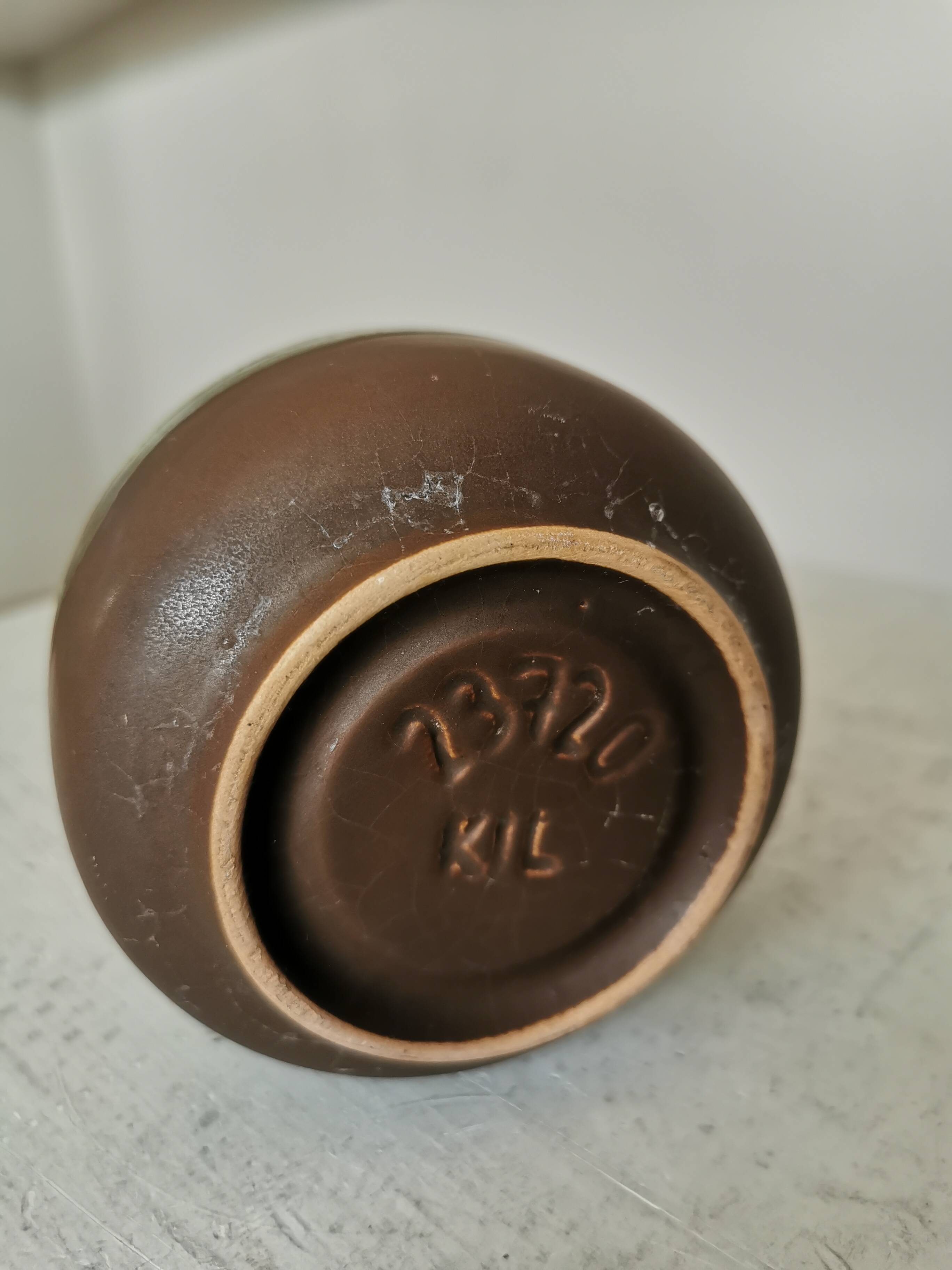 Vintage Olive Green Glazed Vase: 1970s KIL Ceramic Pottery