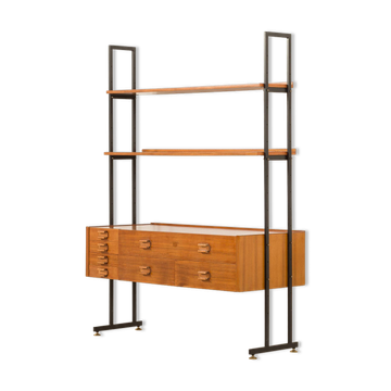 Italian free standing shelving unit with drawers, 1970s